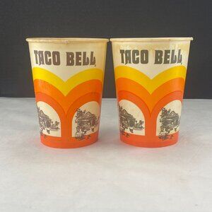 Vintage Taco Bell Orange Arch 60s 70s Wax Paper 32oz Cups Lot of 2